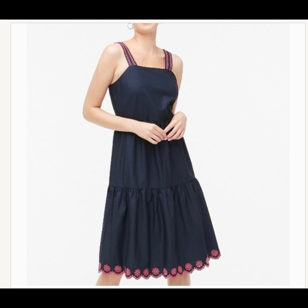 J Crew ruffle maidi dress. Gorgeous embroidery detailing. Size 6